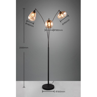 Lumina Trio: Lampa podłogowa z 3 szklanymi kloszami | Retro Design