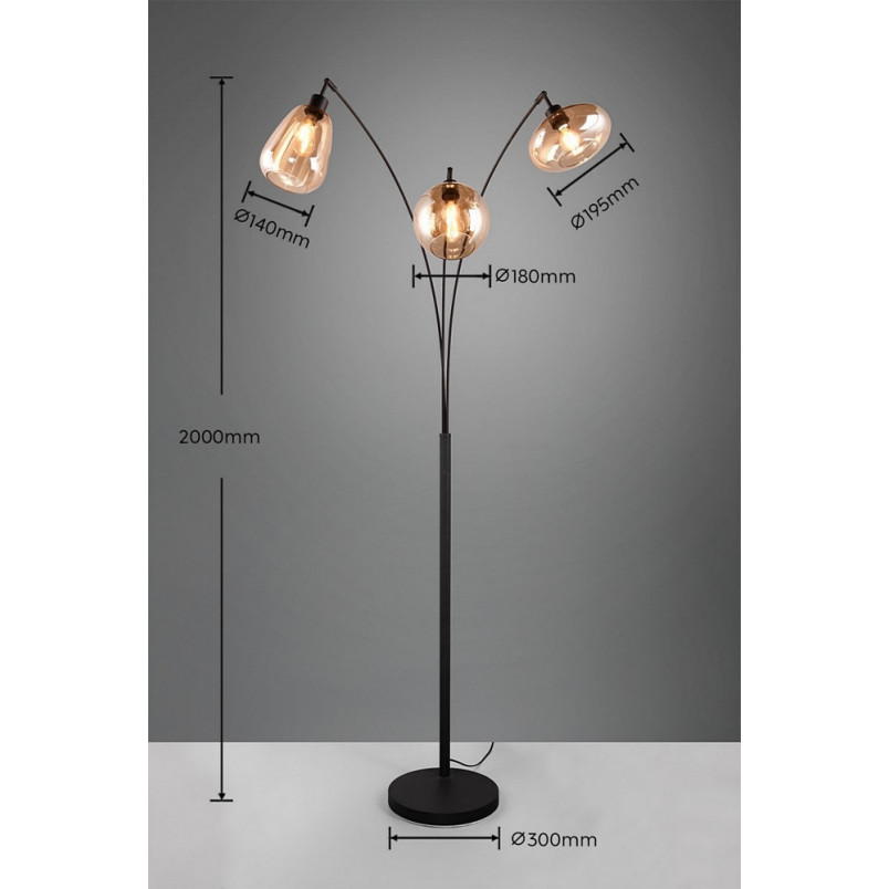 Lumina Trio: Lampa podłogowa z 3 szklanymi kloszami | Retro Design