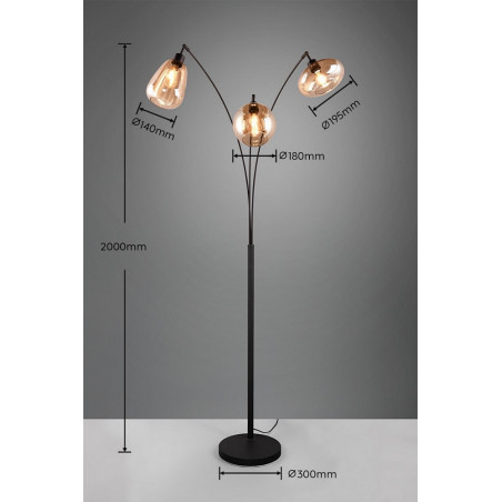 Lumina Trio: Lampa podłogowa z 3 szklanymi kloszami | Retro Design