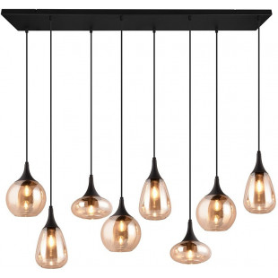 Lampa wisząca 8 szklanych kloszy na listwie Lumina 121cm bursztynowy / czarny mat Trio