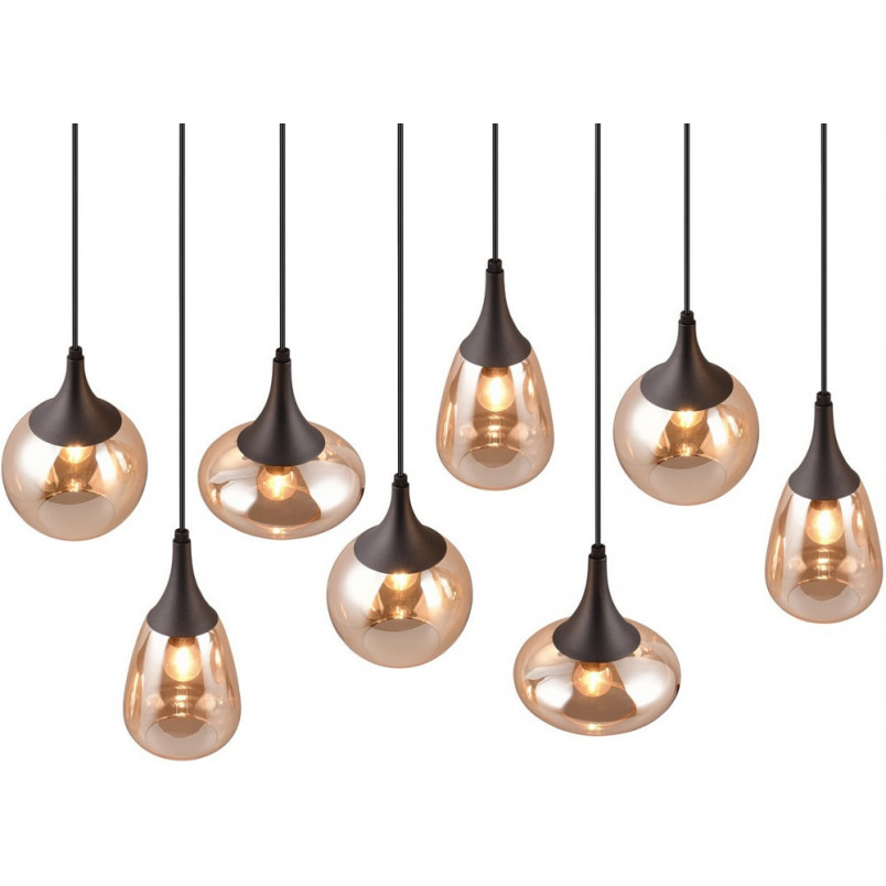 Lumina: Lampa wisząca 8 kloszy, bursztynowa/czarna | Trio