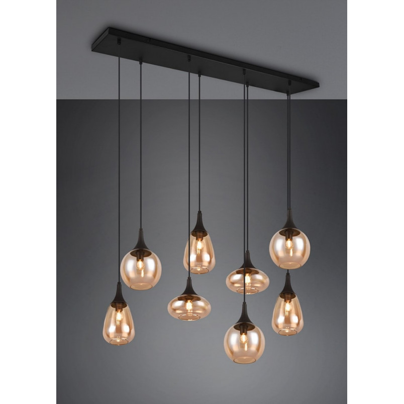 Lumina: Lampa wisząca 8 kloszy, bursztynowa/czarna | Trio