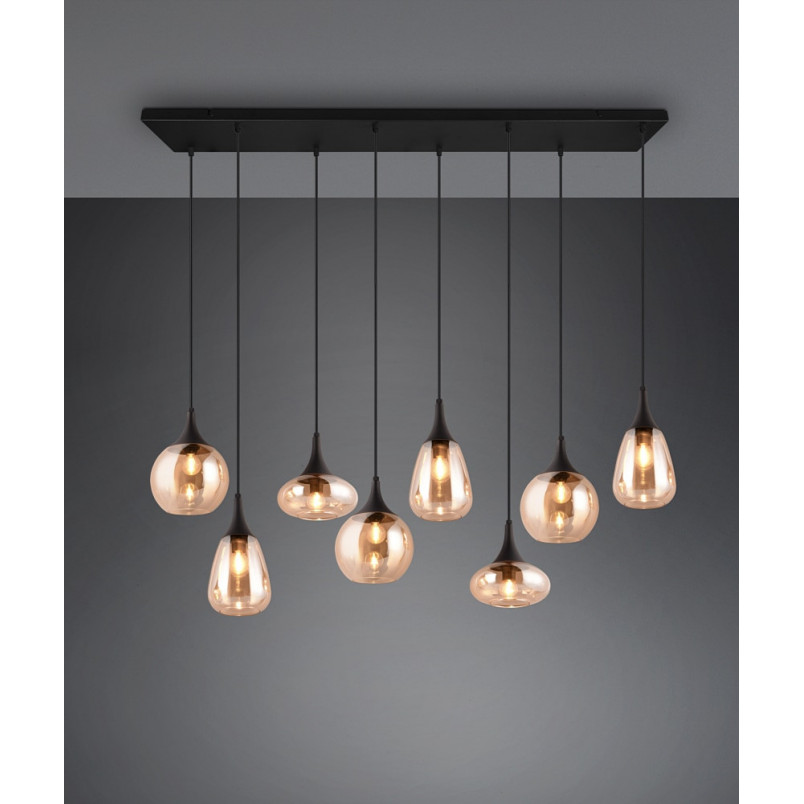 Lumina: Lampa wisząca 8 kloszy, bursztynowa/czarna | Trio