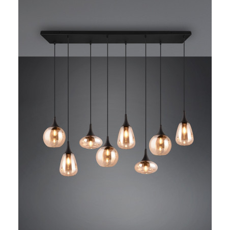 Lumina: Lampa wisząca 8 kloszy, bursztynowa/czarna | Trio