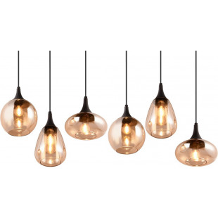 Lampa wisząca 6 szklanych kloszy na listwie Lumina 93cm bursztynowy / czarny mat Trio