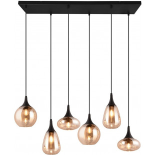 Lumina: Lampa wisząca 6 kloszy, bursztynowa/czarna - Trio