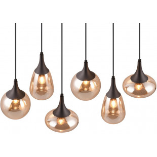 Lumina: Lampa wisząca 6 kloszy, bursztynowa/czarna - Trio