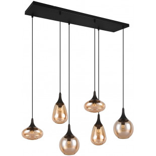 Lumina: Lampa wisząca 6 kloszy, bursztynowa/czarna - Trio