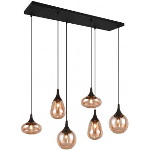 Lumina: Lampa wisząca 6 kloszy, bursztynowa/czarna - Trio