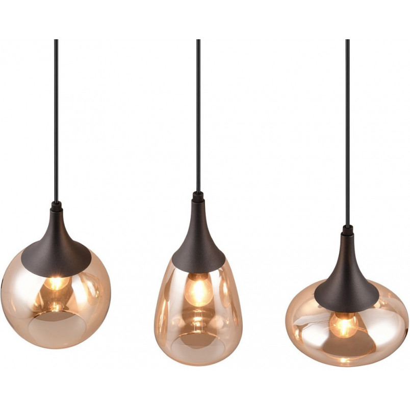 Lampa wisząca Trio Lumina | 3 klosze szklane, bursztyn |