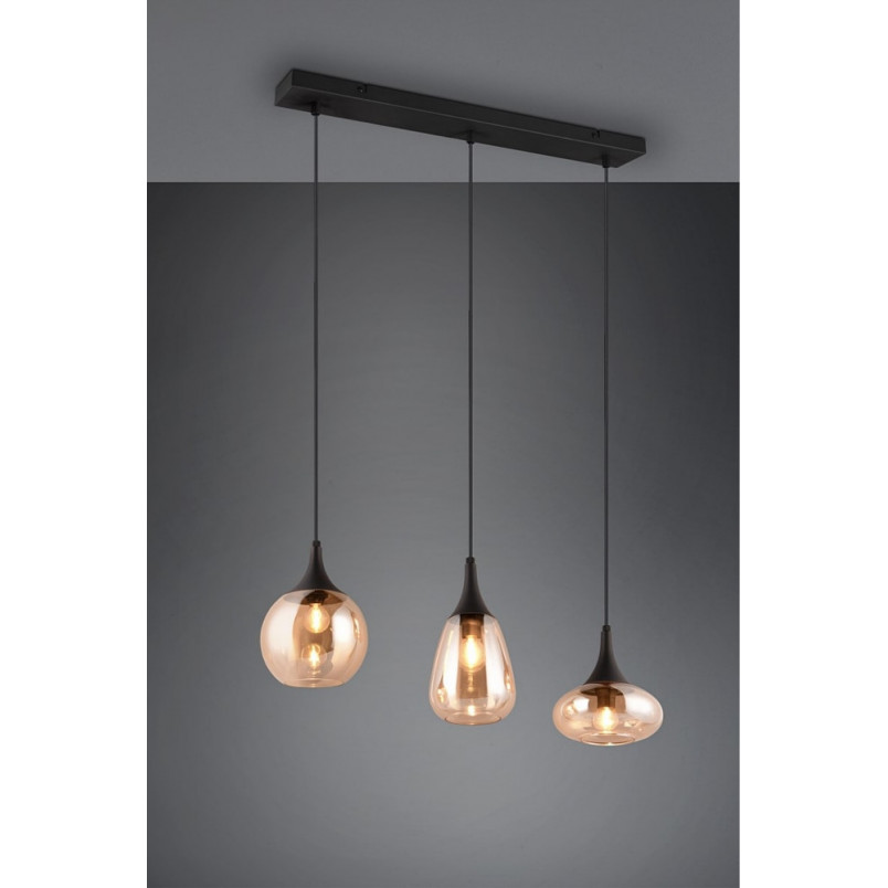 Lampa wisząca Trio Lumina | 3 klosze szklane, bursztyn |