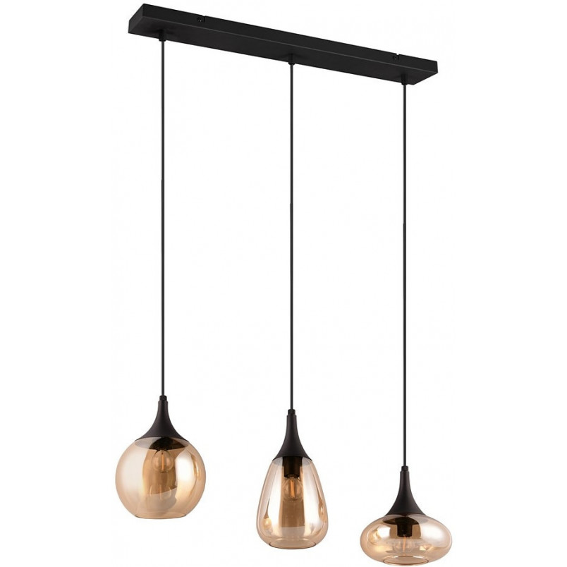Lampa wisząca Trio Lumina | 3 klosze szklane, bursztyn |