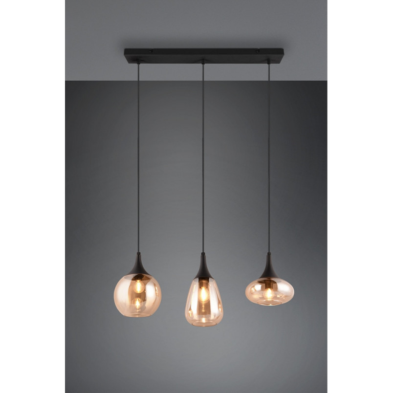 Lampa wisząca Trio Lumina | 3 klosze szklane, bursztyn |