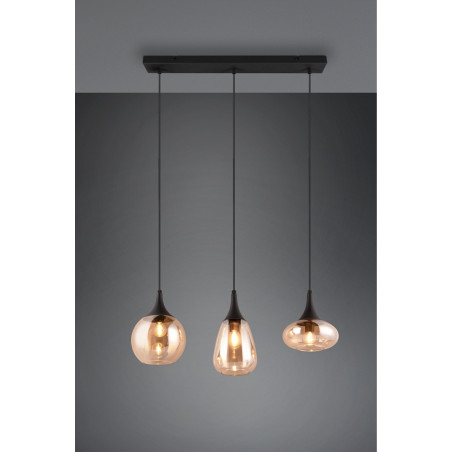 Lampa wisząca Trio Lumina | 3 klosze szklane, bursztyn |