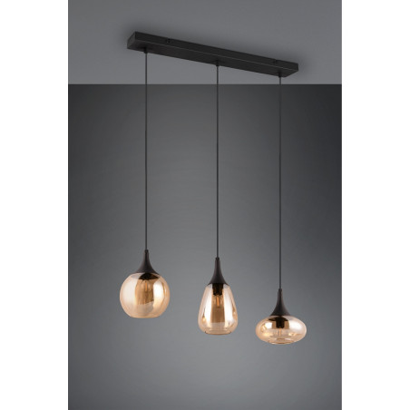 Lampa wisząca Trio Lumina | 3 klosze szklane, bursztyn |