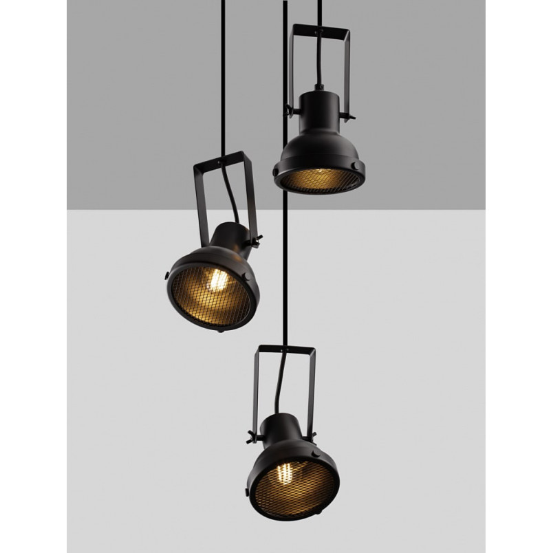 Lampa Wisząca Industrialna Sidero - 3 punkty, Czarny Mat | Decolab24