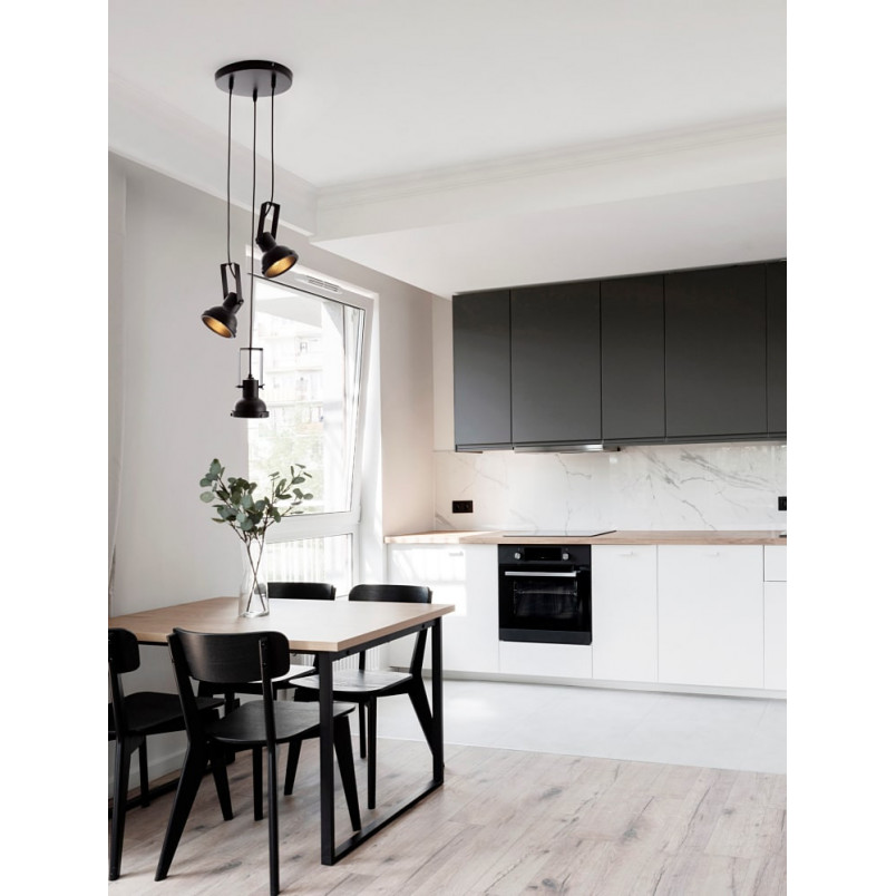 Lampa Wisząca Industrialna Sidero - 3 punkty, Czarny Mat | Decolab24