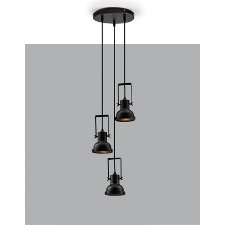 Lampa Wisząca Industrialna Sidero - 3 punkty, Czarny Mat | Decolab24