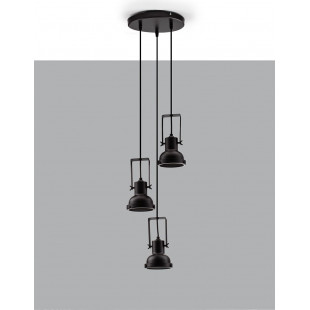 Lampa Wisząca Industrialna Sidero - 3 punkty, Czarny Mat | Decolab24
