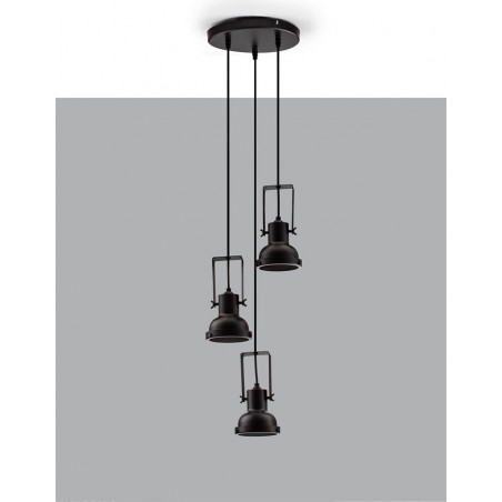 Lampa Wisząca Industrialna Sidero - 3 punkty, Czarny Mat | Decolab24