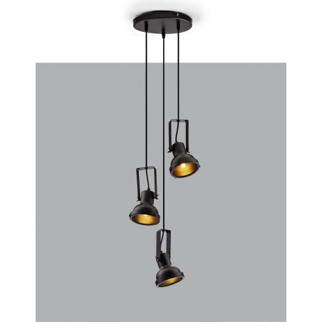 Lampa Wisząca Industrialna Sidero - 3 punkty, Czarny Mat | Decolab24