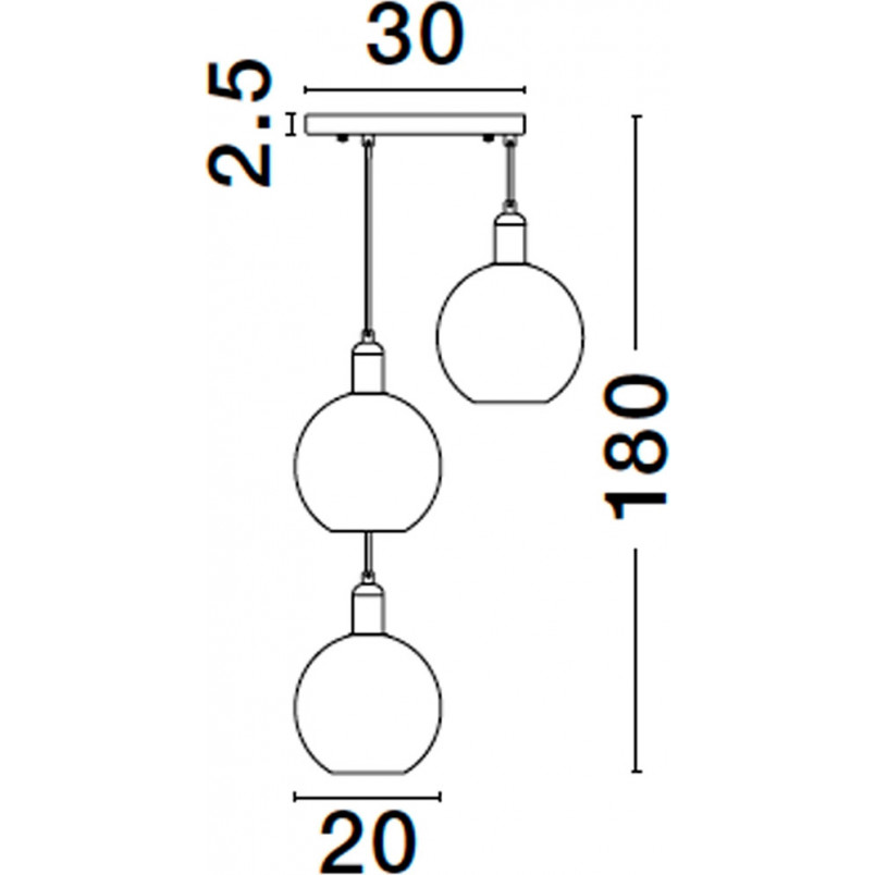 Lampa Wisząca Luxes III - Szkło Dymione, 3xE27 | Decolab24