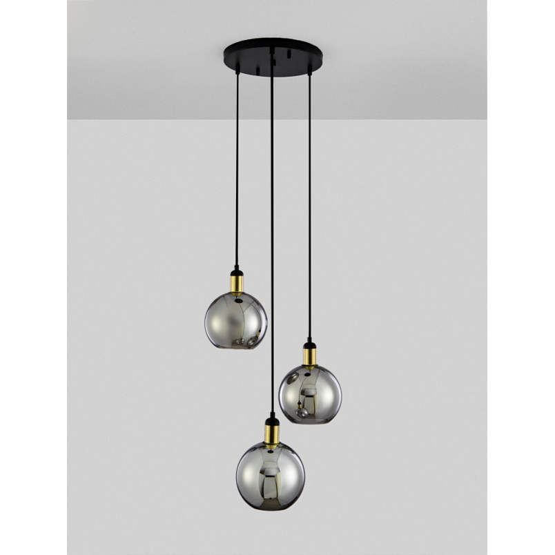 Lampa Wisząca Luxes III - Szkło Dymione, 3xE27 | Decolab24