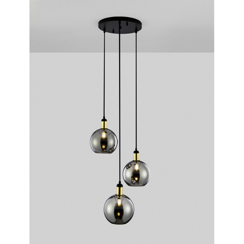 Lampa Wisząca Luxes III - Szkło Dymione, 3xE27 | Decolab24