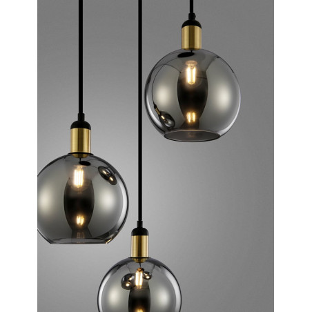 Lampa Wisząca Luxes III - Szkło Dymione, 3xE27 | Decolab24