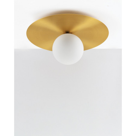 Plafon szklany kula Thoros 40cm | Glamour, biało-złoty | Decolab24