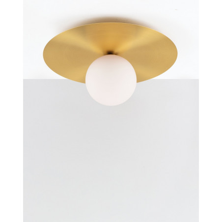 Plafon szklany kula Thoros 40cm | Glamour, biało-złoty | Decolab24