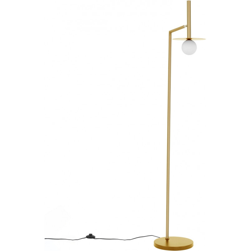 Lampa podłogowa Glamour Morgan - szklana kula biało-złota