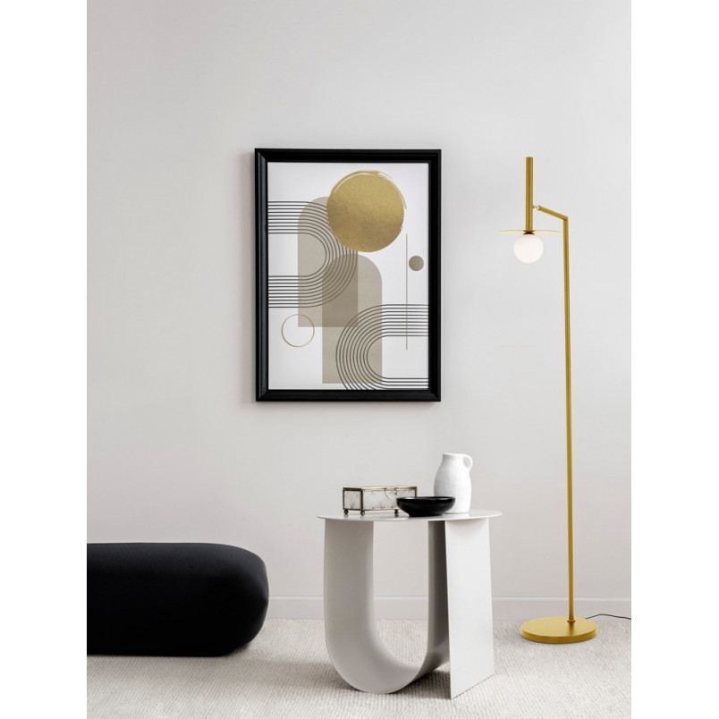 Lampa podłogowa Glamour Morgan - szklana kula biało-złota