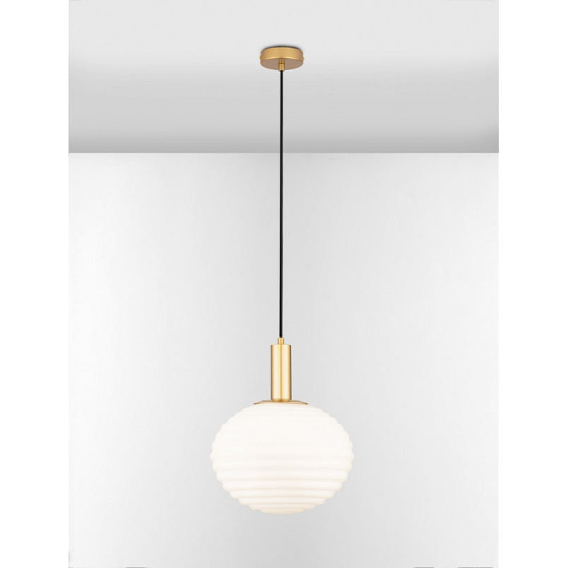 Lampa wisząca Nella: Szklana kula, złoty detal | Decolab24