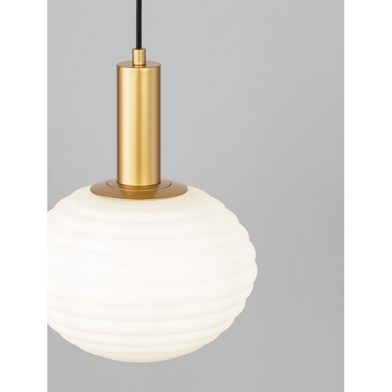 Lampa wisząca Nella | Szkło białe, złoto | Decolab24