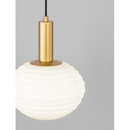 Lampa wisząca Nella | Szkło białe, złoto | Decolab24