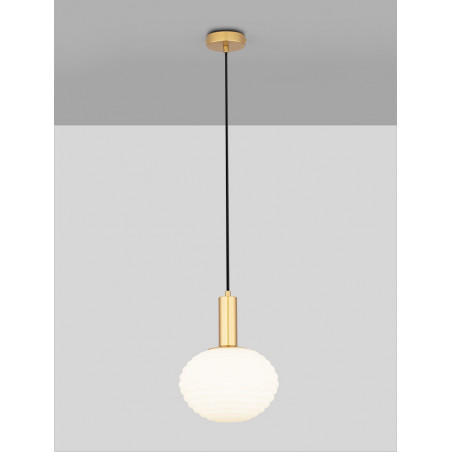 Lampa wisząca Nella | Szkło białe, złoto | Decolab24