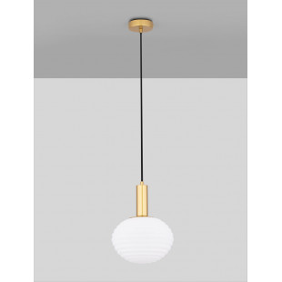 Lampa wisząca Nella | Szkło białe, złoto | Decolab24