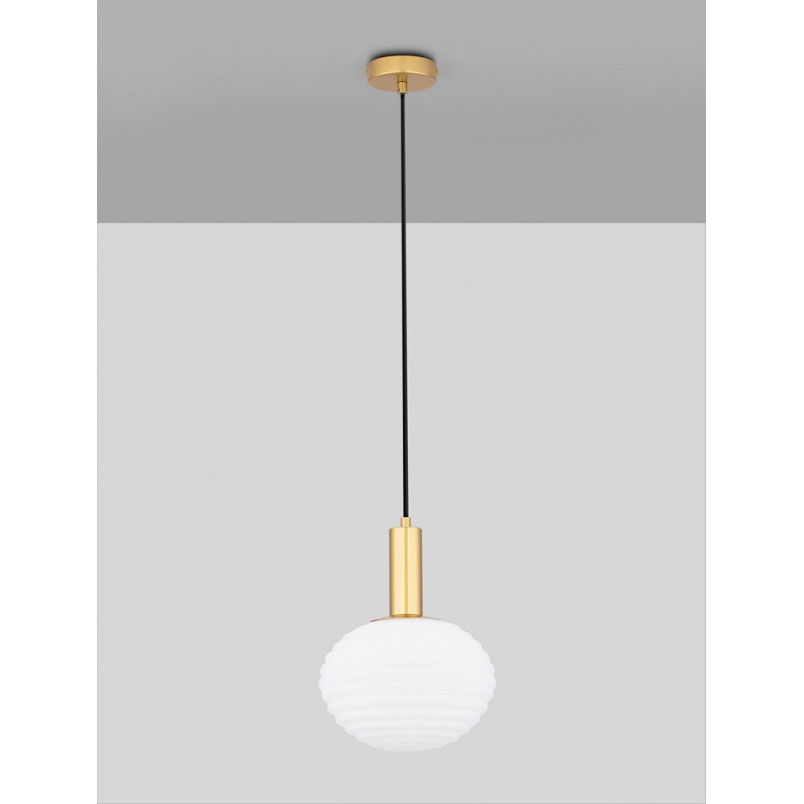 Lampa wisząca Nella | Szkło białe, złoto | Decolab24