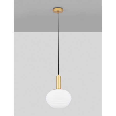 Lampa wisząca Nella | Szkło białe, złoto | Decolab24