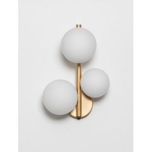 Kinkiet 3 szklane kule glamour Nerro - elegancki design, opalowe szkło, złote detale