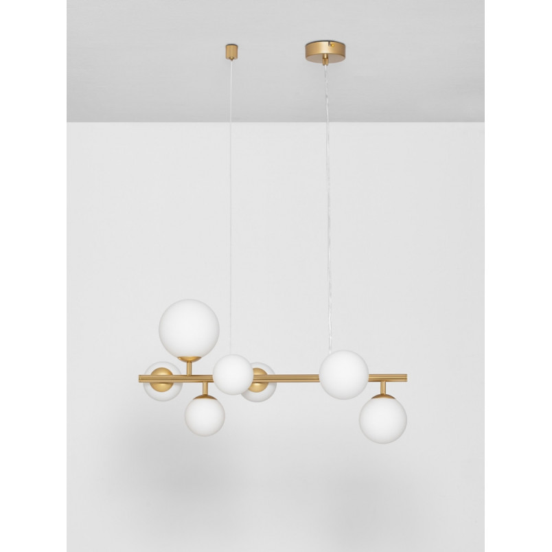 Lampa wisząca glamour Nerro VII - szkło, złoto | Decolab24