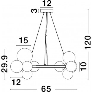 Lampa wisząca glamour Nerro XI - szklane kule, złoto | Decolab24