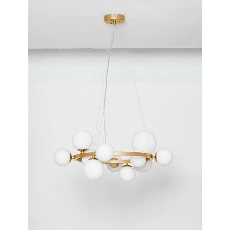 Lampa wisząca glamour Nerro XI - szklane kule, złoto | Decolab24