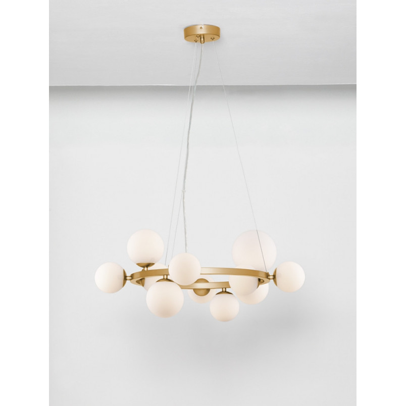 Lampa wisząca glamour Nerro XI - szklane kule, złoto | Decolab24