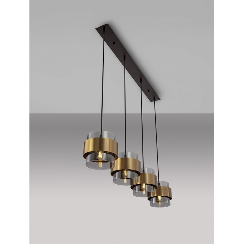 Lampa wisząca Nanno IV - szkło dymione, mosiądz | Decolab24