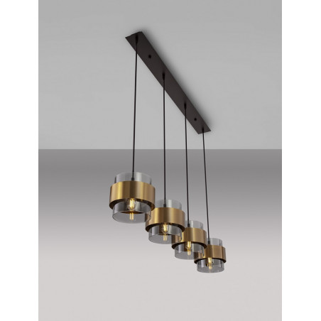 Lampa wisząca Nanno IV - szkło dymione, mosiądz | Decolab24