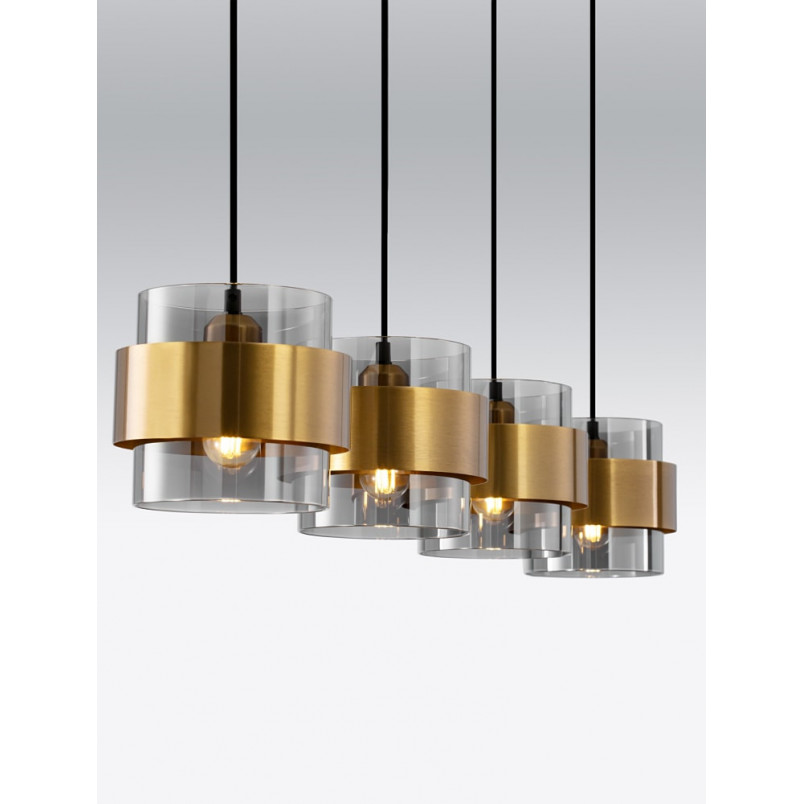 Lampa wisząca Nanno IV - szkło dymione, mosiądz | Decolab24