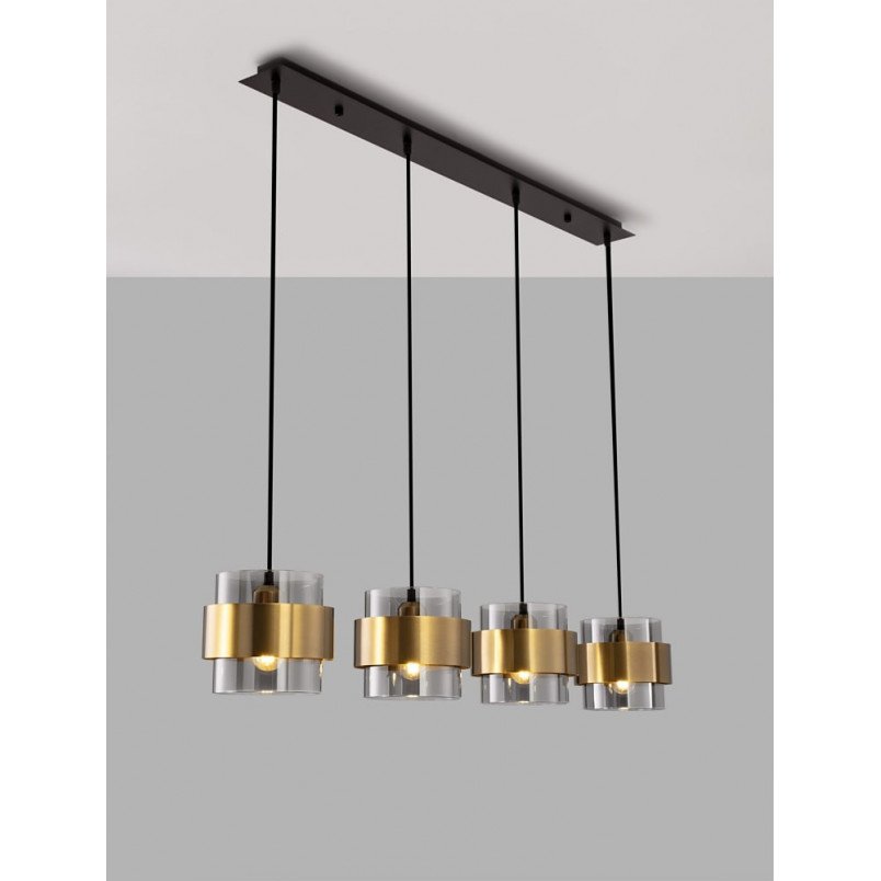 Lampa wisząca Nanno IV - szkło dymione, mosiądz | Decolab24