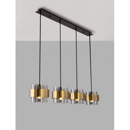 Lampa wisząca Nanno IV - szkło dymione, mosiądz | Decolab24